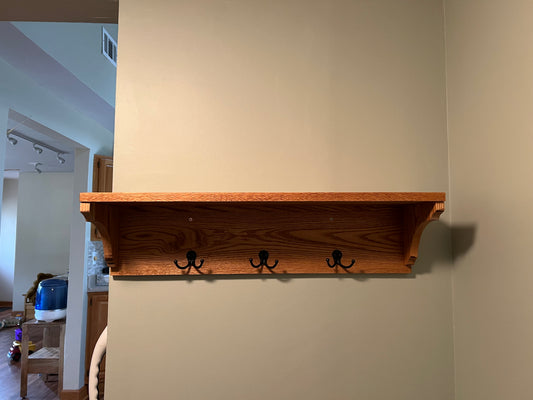 Standard Pine wall mounted coat rack.